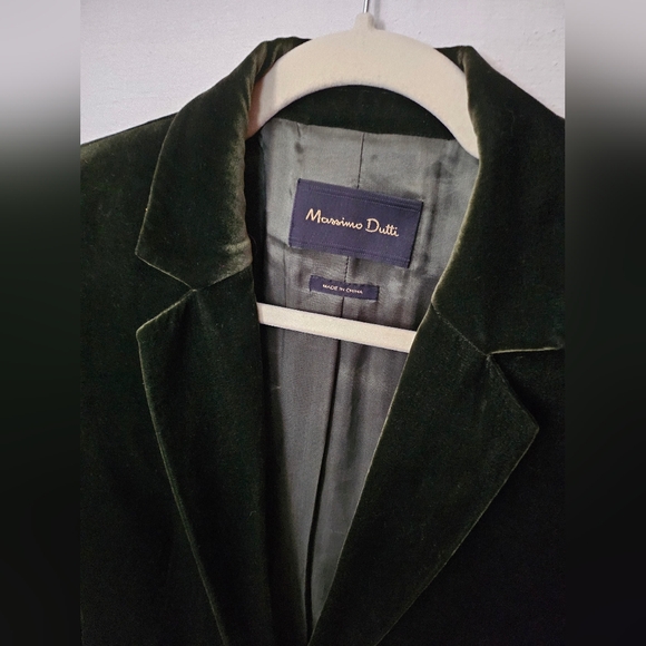 Massimo Dutti Green Velvet Blazer Sz 6 - Picture 15 of 16